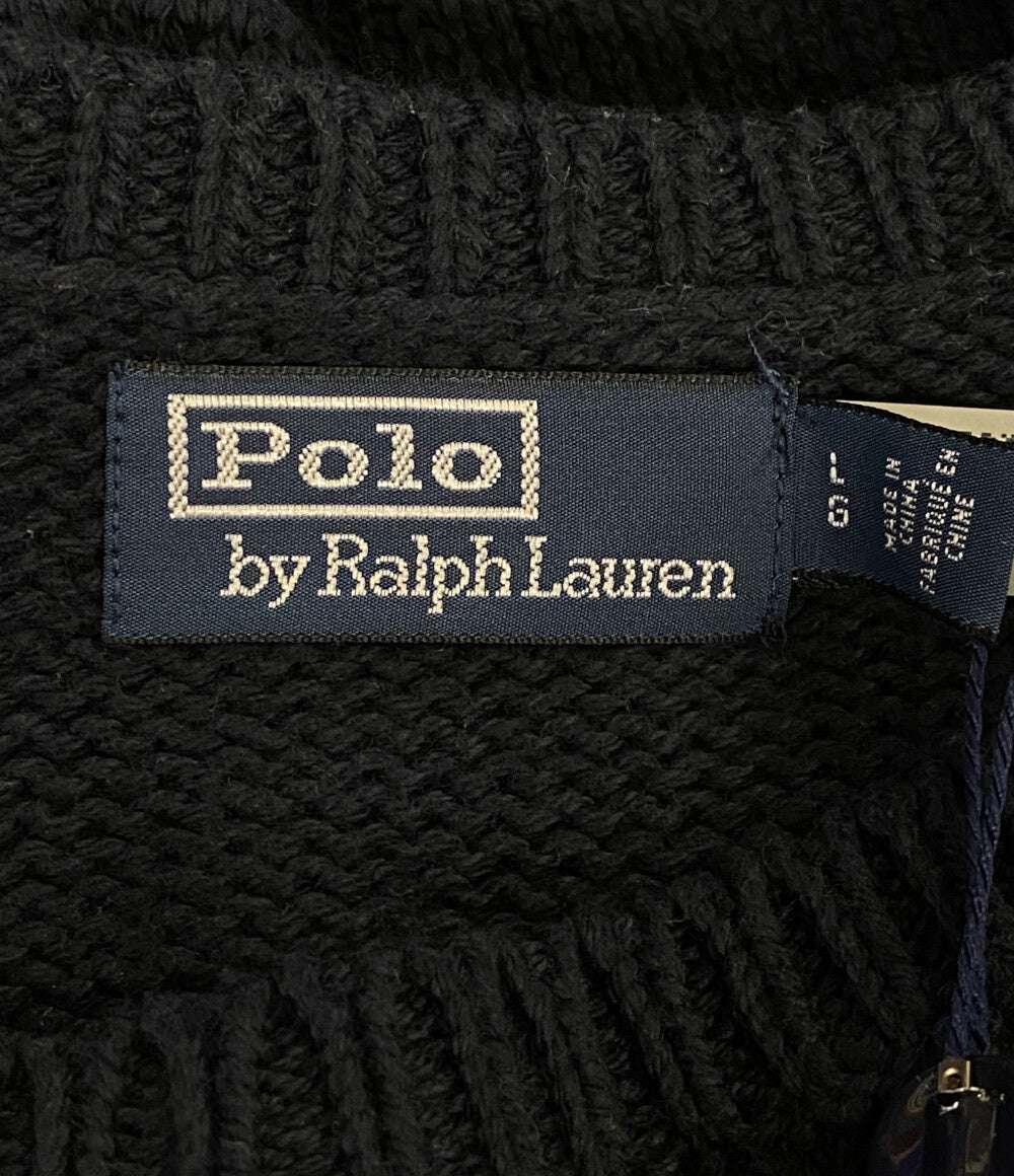 美品 POLO RALPH LAUREN NYC ロゴニット ネイビー メンズ SIZE L ポロ・ラルフローレン