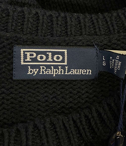 美品 POLO RALPH LAUREN NYC ロゴニット ネイビー メンズ SIZE L ポロ・ラルフローレン
