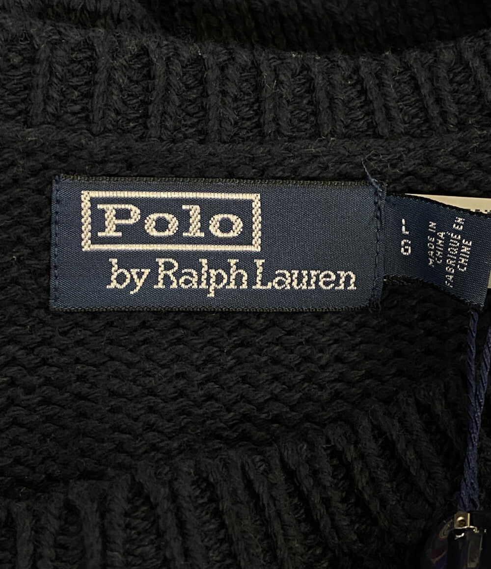美品 POLO RALPH LAUREN NYC ロゴニット ネイビー メンズ SIZE L ポロ・ラルフローレン