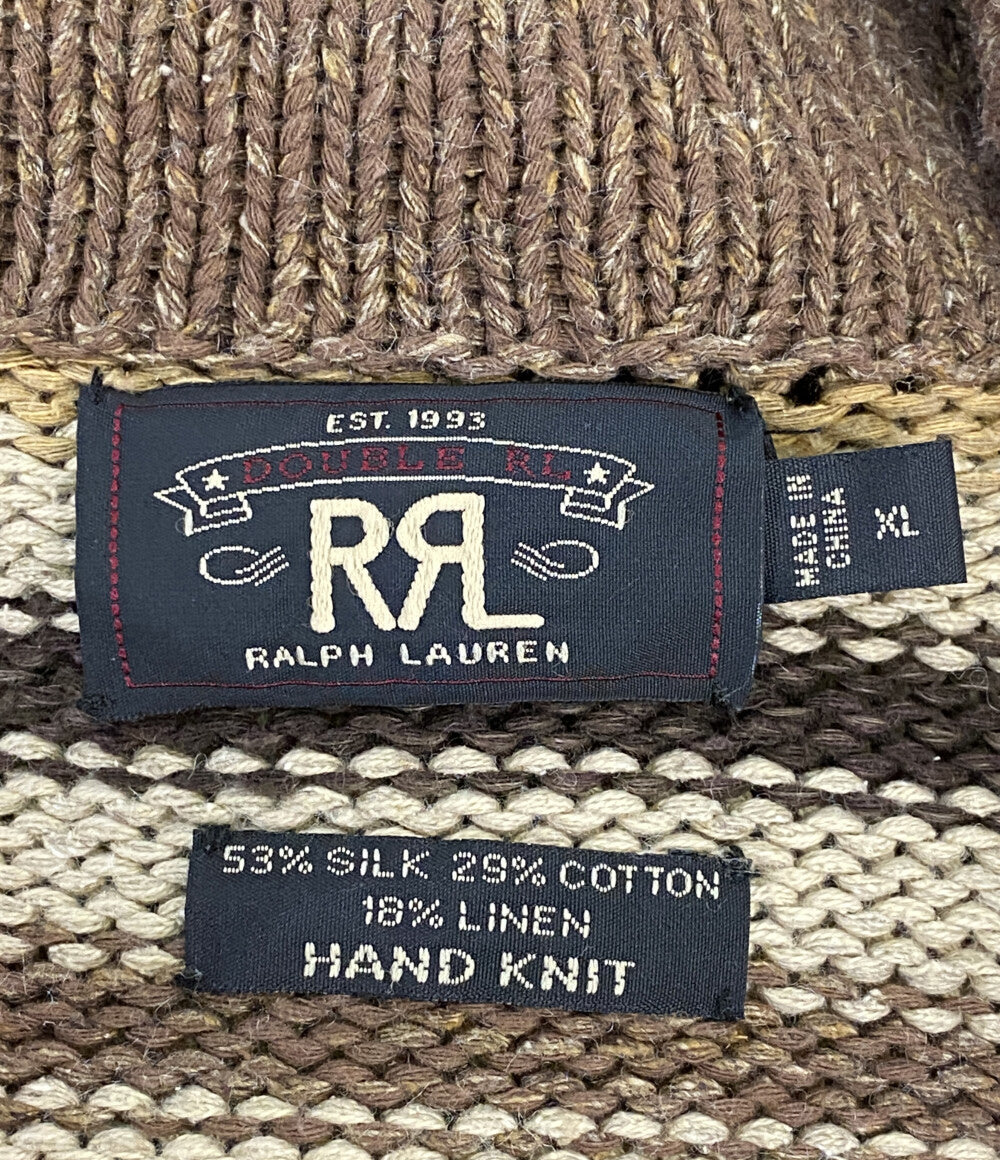 RRL RALPH LAUREN カーディガン ショールカラー HNAD KNIT SILK混 90s メンズ SIZE XL ダブルアールエル