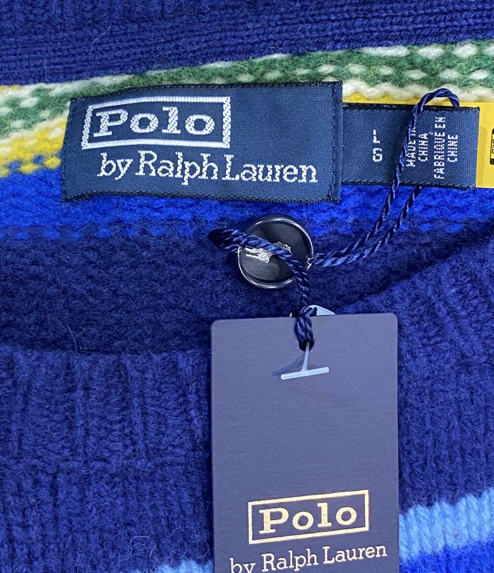 美品 POLO RALPH LAUREN ニット VOYAGER ストライプ メンズ SIZE L ポロ・ラルフローレン