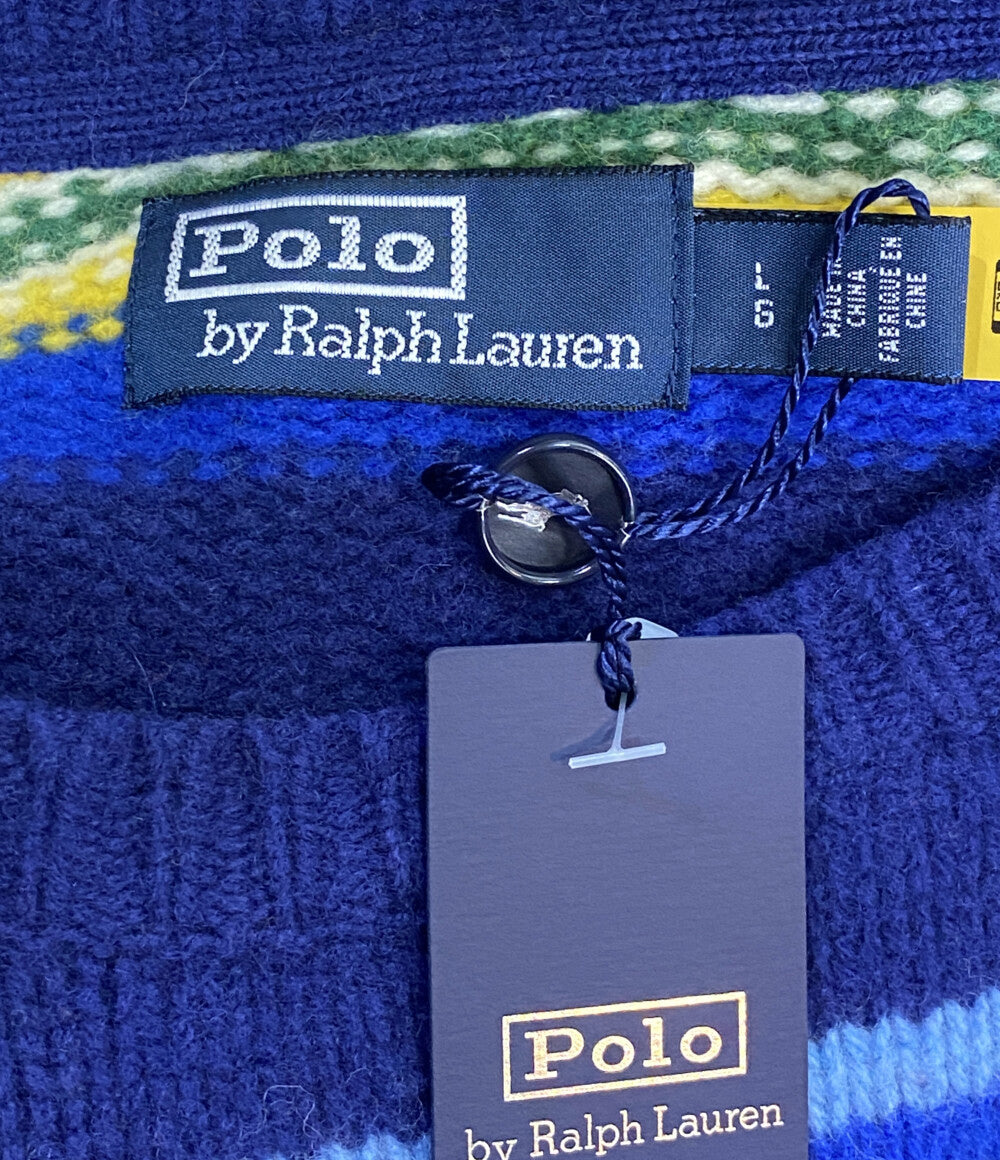 美品 POLO RALPH LAUREN ニット VOYAGER ストライプ メンズ SIZE L ポロ・ラルフローレン