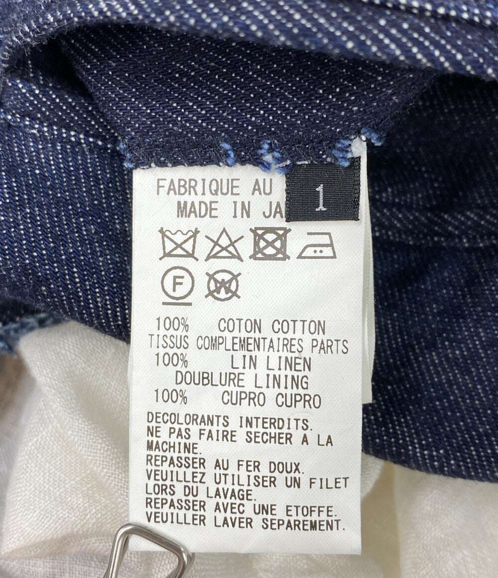 Y's サロペット デニム リネン切替し レディース SIZE 1 ワイズ