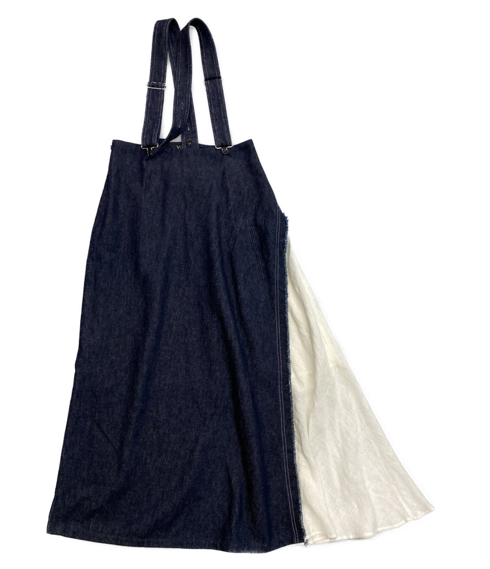 Y's サロペット デニム リネン切替し レディース SIZE 1 ワイズ