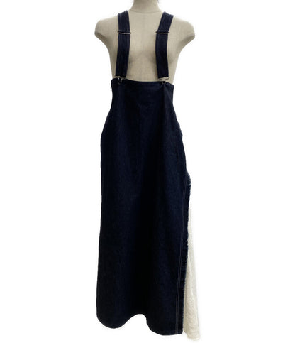 Y's サロペット デニム リネン切替し レディース SIZE 1 ワイズ