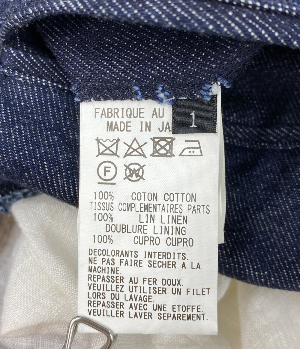 Y's サロペット デニム リネン切替し レディース SIZE 1 ワイズ