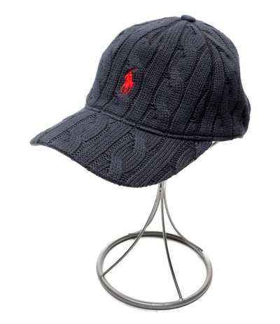 POLO RALPH LAUREN ケーブルニット ウールブレンド ボールキャップ ネイビー メンズ SIZE ONE ポロ・ラルフローレン