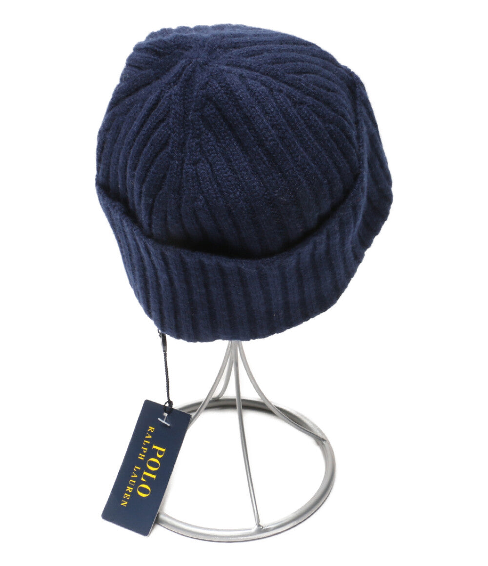 【美品】RRL ニット帽　ネイビー 美品 POLO RALPH LAUREN ニット帽 ビーニー PC1333 ネイビー メンズ
