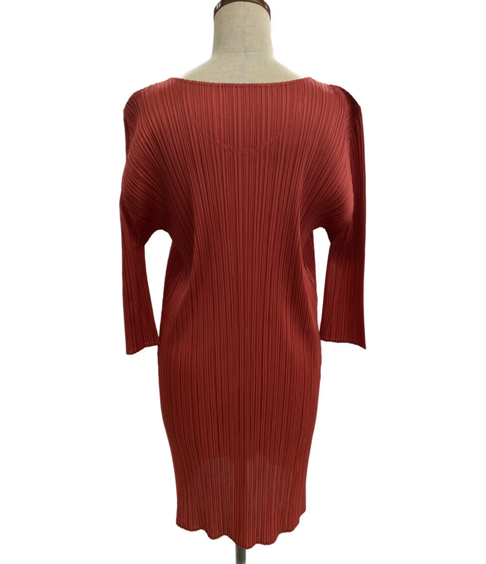 美品 PLEATS PLEASE 長袖ワンピース プリーツロングチュニック PP43-JT184 レディース SIZE 3 プリーツプリーズ