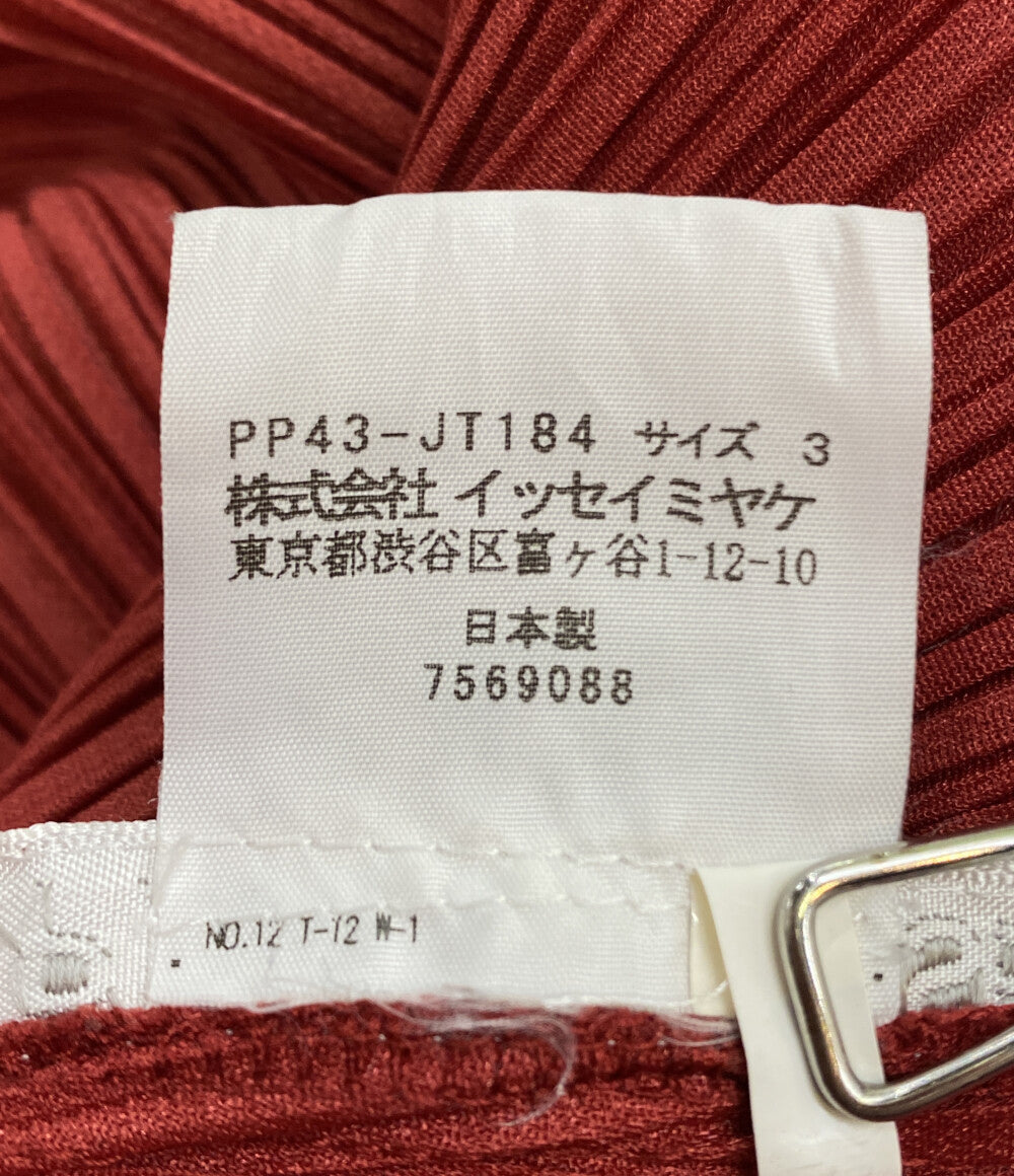 美品 PLEATS PLEASE 長袖ワンピース プリーツロングチュニック PP43-JT184 レディース SIZE 3 プリーツプリーズ