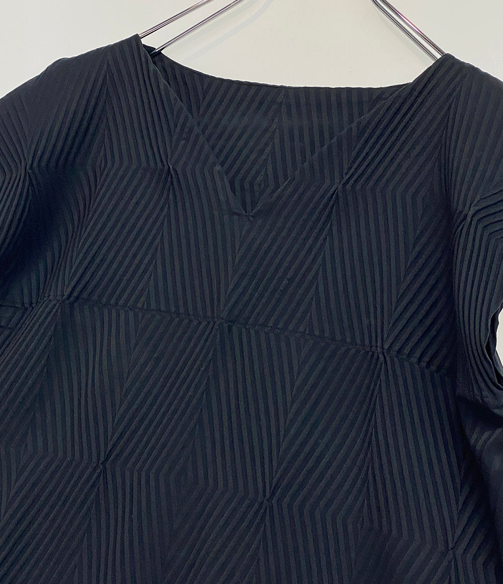 ISSEY MIYAKE フレンチスリーブワンピース ISSEY MIYAKE ベイクド ストレッチ IM91FH031 レディース SIZE 2 イッセイミヤケ