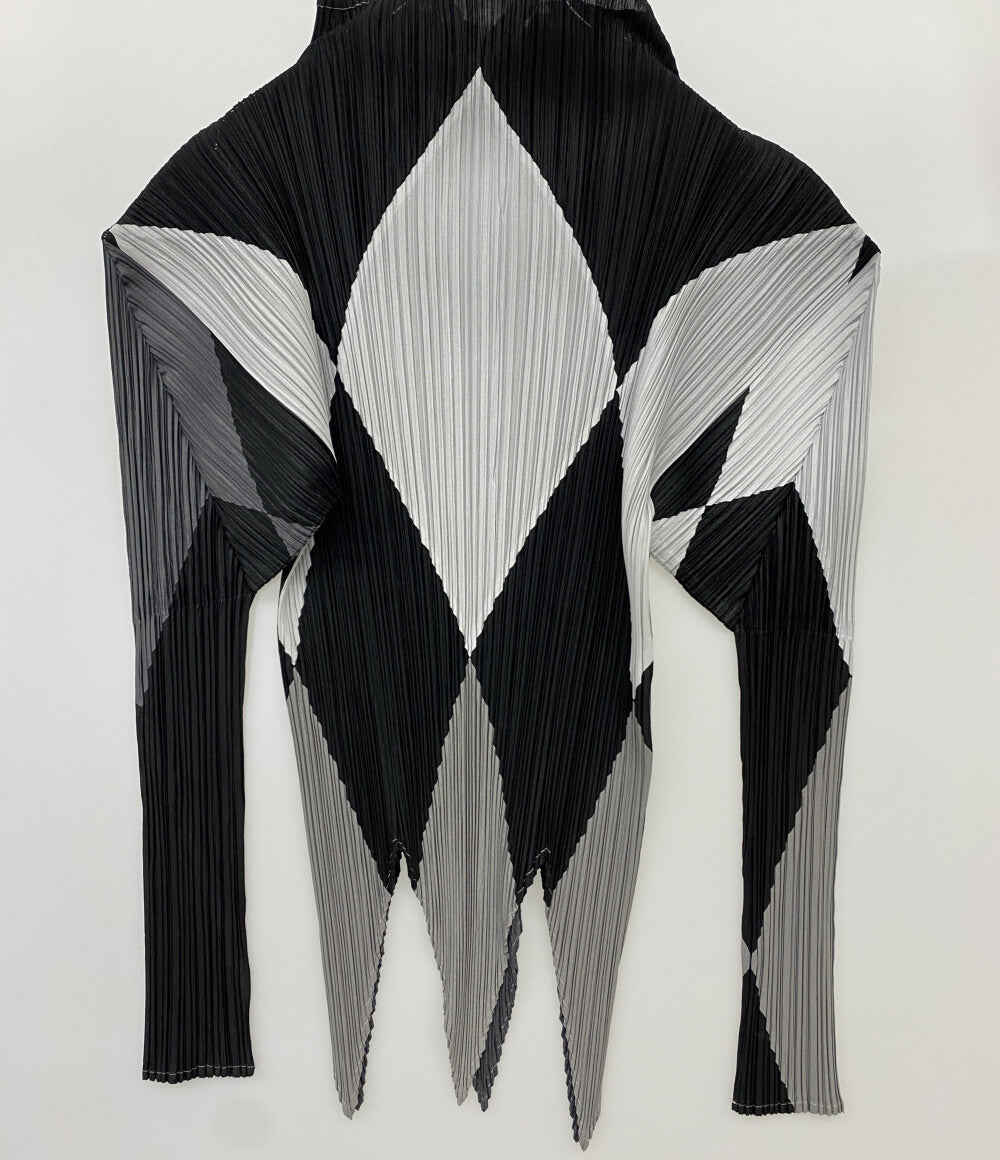 美品 PLEATS PLEASE カットソー ダイヤチェック柄 モノトーン PP64