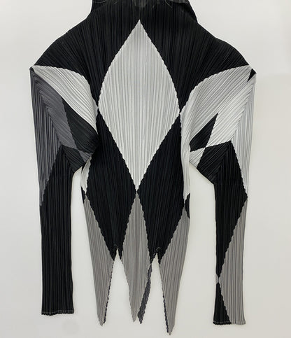 美品 PLEATS PLEASE カットソー ダイヤチェック柄 モノトーン PP64-JK629 レディース SIZE 3 プリーツプリーズ