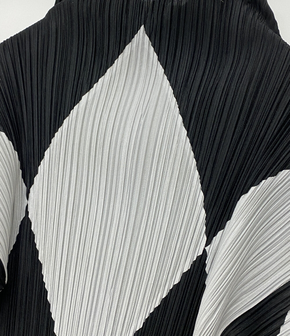 美品 PLEATS PLEASE カットソー ダイヤチェック柄 モノトーン PP64-JK629 レディース SIZE 3 プリーツプリーズ