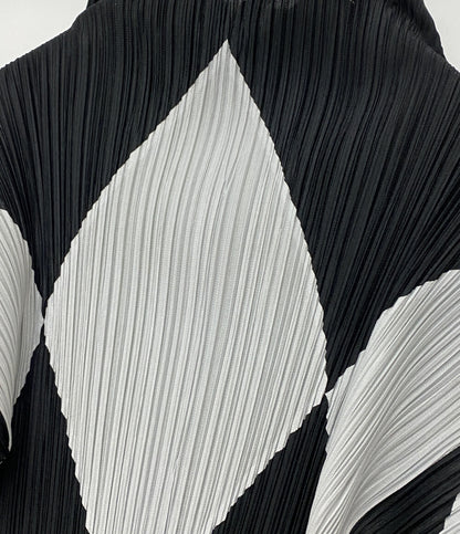 美品 PLEATS PLEASE カットソー ダイヤチェック柄 モノトーン PP64-JK629 レディース SIZE 3 プリーツプリーズ