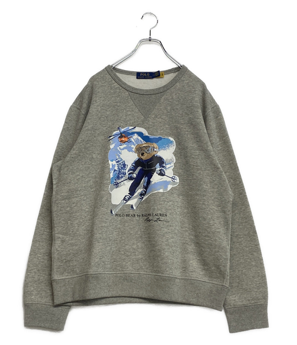 美品 POLO RALPH LAUREN スウェット Poloベア フリース スウェットシャツ グレー メンズ SIZE L ポロ・ラルフローレン