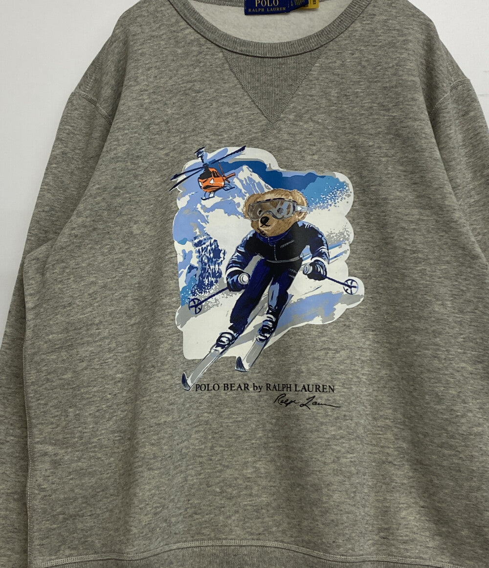 美品 POLO RALPH LAUREN スウェット Poloベア フリース スウェットシャツ グレー メンズ SIZE L ポロ・ラルフローレン