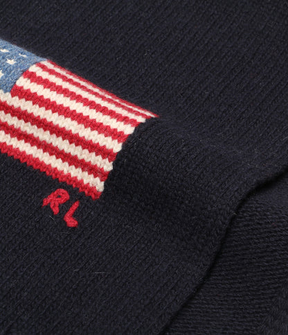 美品 POLO RALPH LAUREN ストール 星条旗 アメフラ ネイビー RL メンズ ポロ・ラルフローレン
