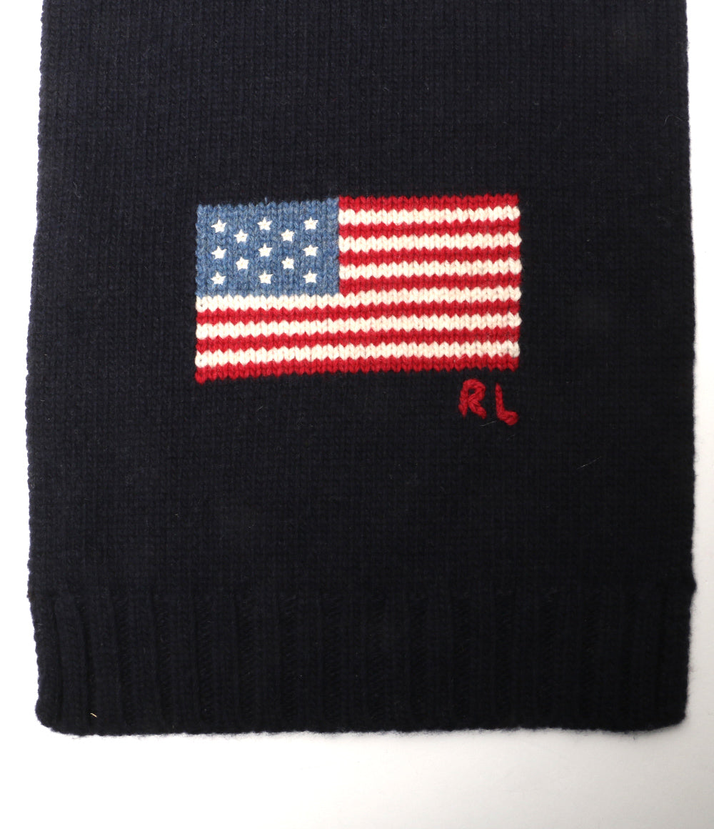 美品 POLO RALPH LAUREN ストール 星条旗 アメフラ ネイビー RL メンズ ポロ・ラルフローレン