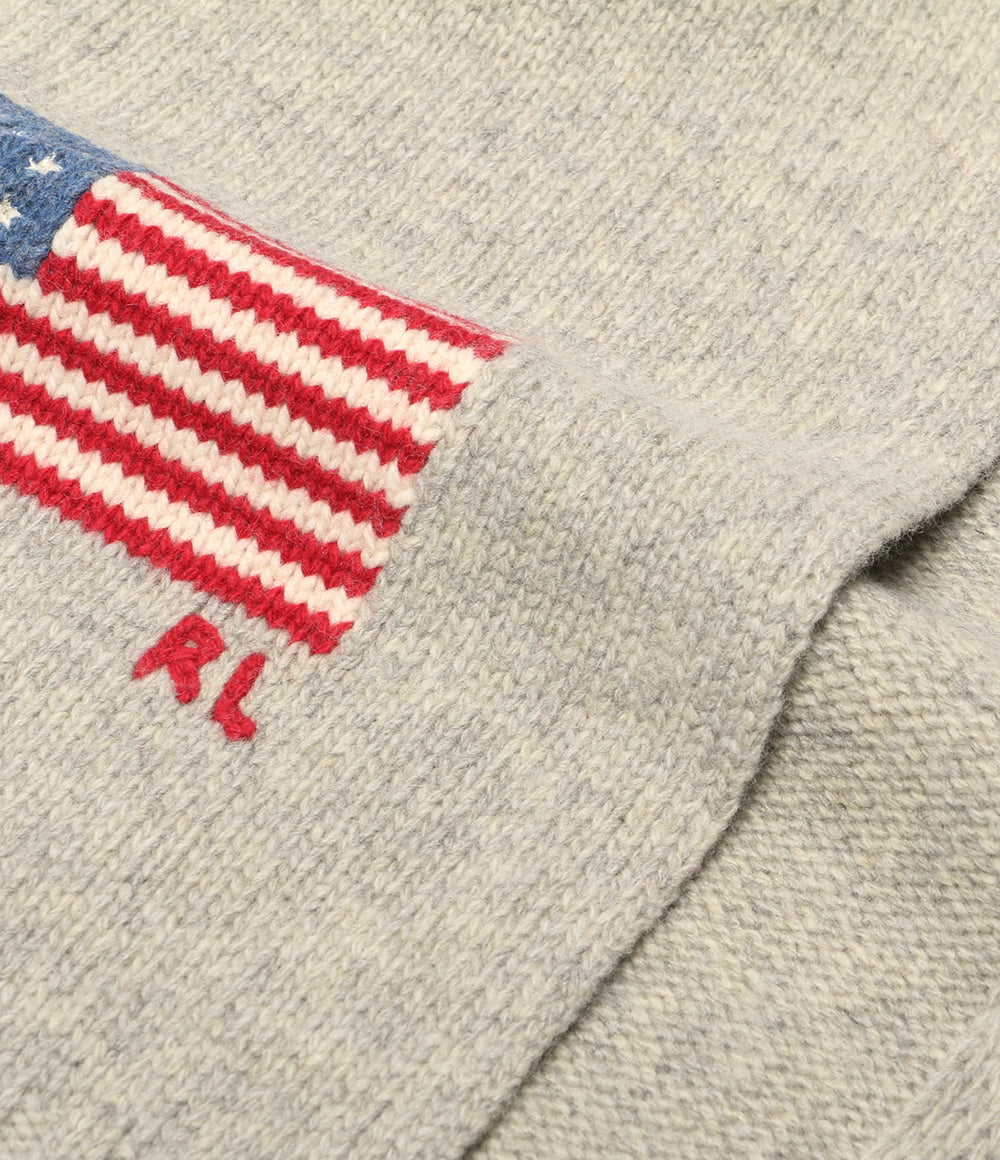 美品 POLO RALPH LAUREN マフラー 星条旗 アメフラ グレー RL メンズ ポロ・ラルフローレン