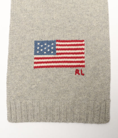 美品 POLO RALPH LAUREN マフラー 星条旗 アメフラ グレー RL メンズ ポロ・ラルフローレン