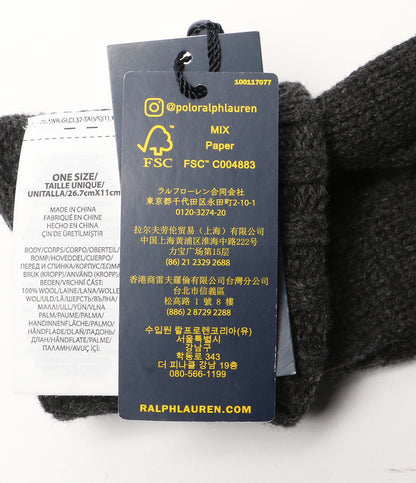 美品 POLO RALPH LAUREN 手袋 グローブ ポニー スエードパッチ チャコールグレー メンズ SIZE ONE SIZE ポロ・ラルフローレン