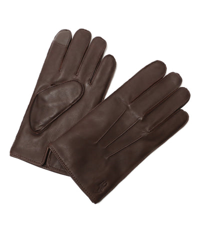 美品 POLO RALPH LAUREN 手袋 ラインド シープスキン タッチグローブ ブラウン メンズ SIZE M ポロ・ラルフローレン