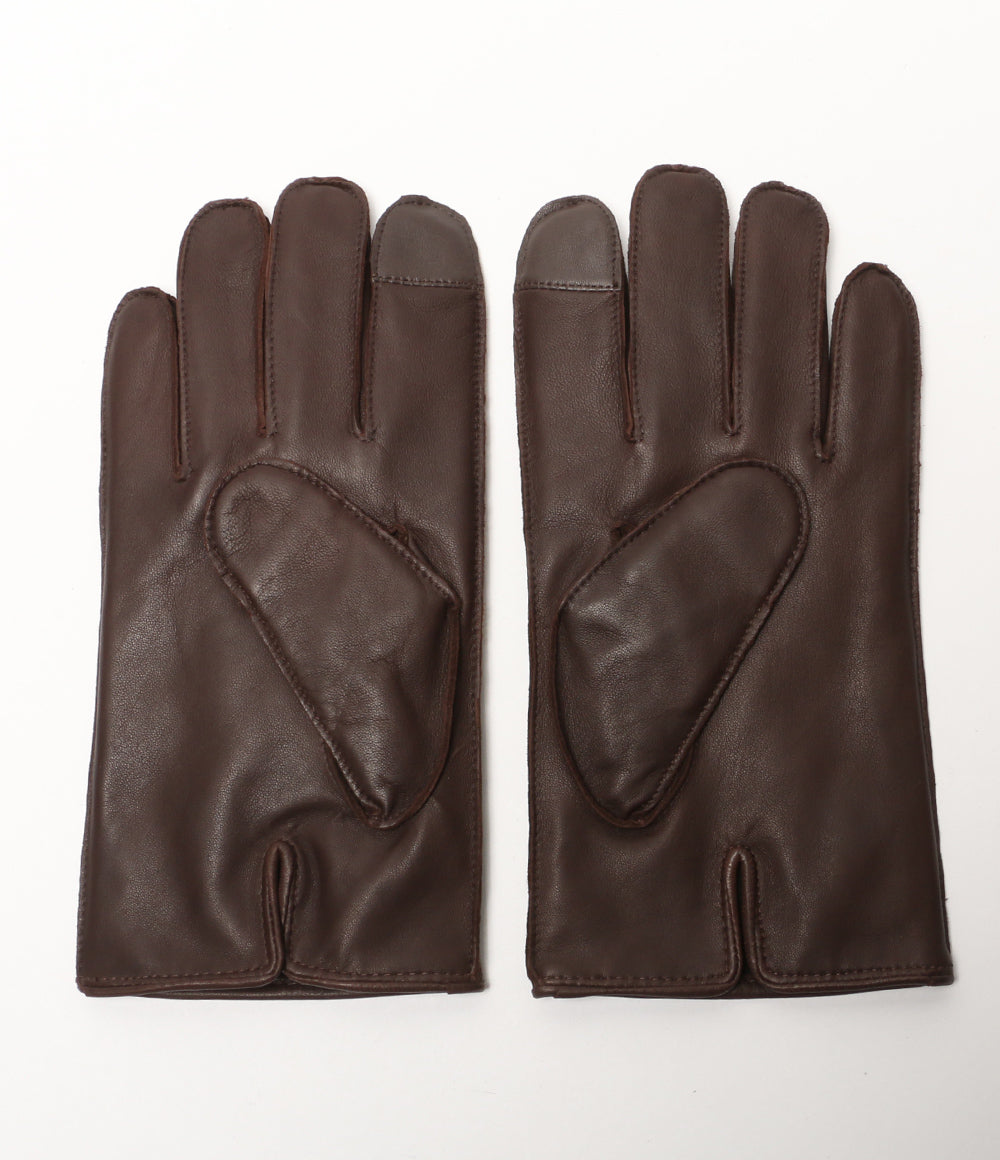 美品 POLO RALPH LAUREN 手袋 ラインド シープスキン タッチグローブ ブラウン メンズ SIZE M ポロ・ラルフローレン