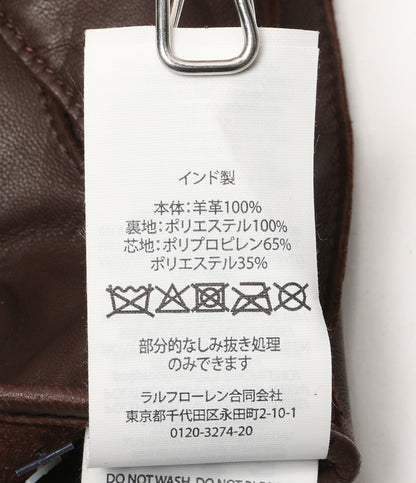 美品 POLO RALPH LAUREN 手袋 ラインド シープスキン タッチグローブ ブラウン メンズ SIZE M ポロ・ラルフローレン