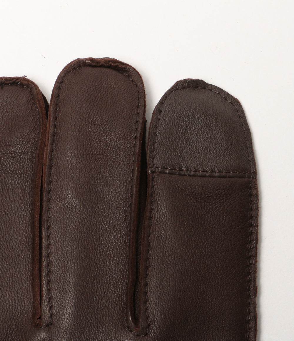 美品 POLO RALPH LAUREN 手袋 ラインド シープスキン タッチグローブ ブラウン メンズ SIZE M ポロ・ラルフローレン