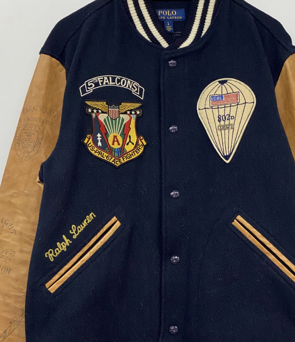 POLO RALPH LAUREN スタジャン レザースリーブベースボールジャケット メンズ SIZE L ポロ・ラルフローレン