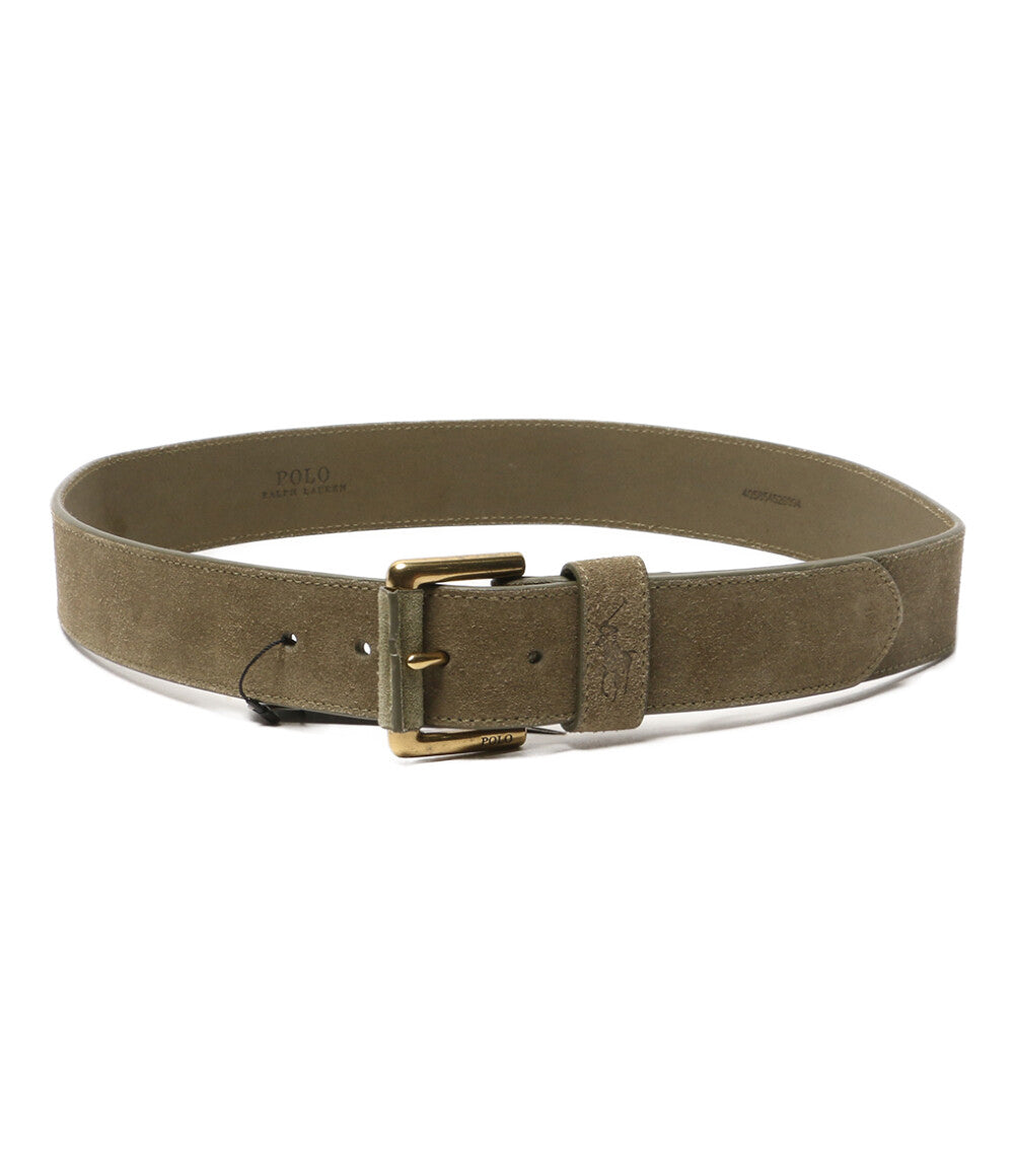 美品 POLO RALPH LAUREN ベルト W32 スウェード オリーブ ゴールドバックル メンズ ポロ・ラルフローレン