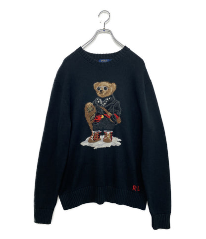 美品 POLO RALPH LAUREN ニット POLO BEAR SWEATER ポロベア ブラック メンズ SIZE L ポロ・ラルフローレン
