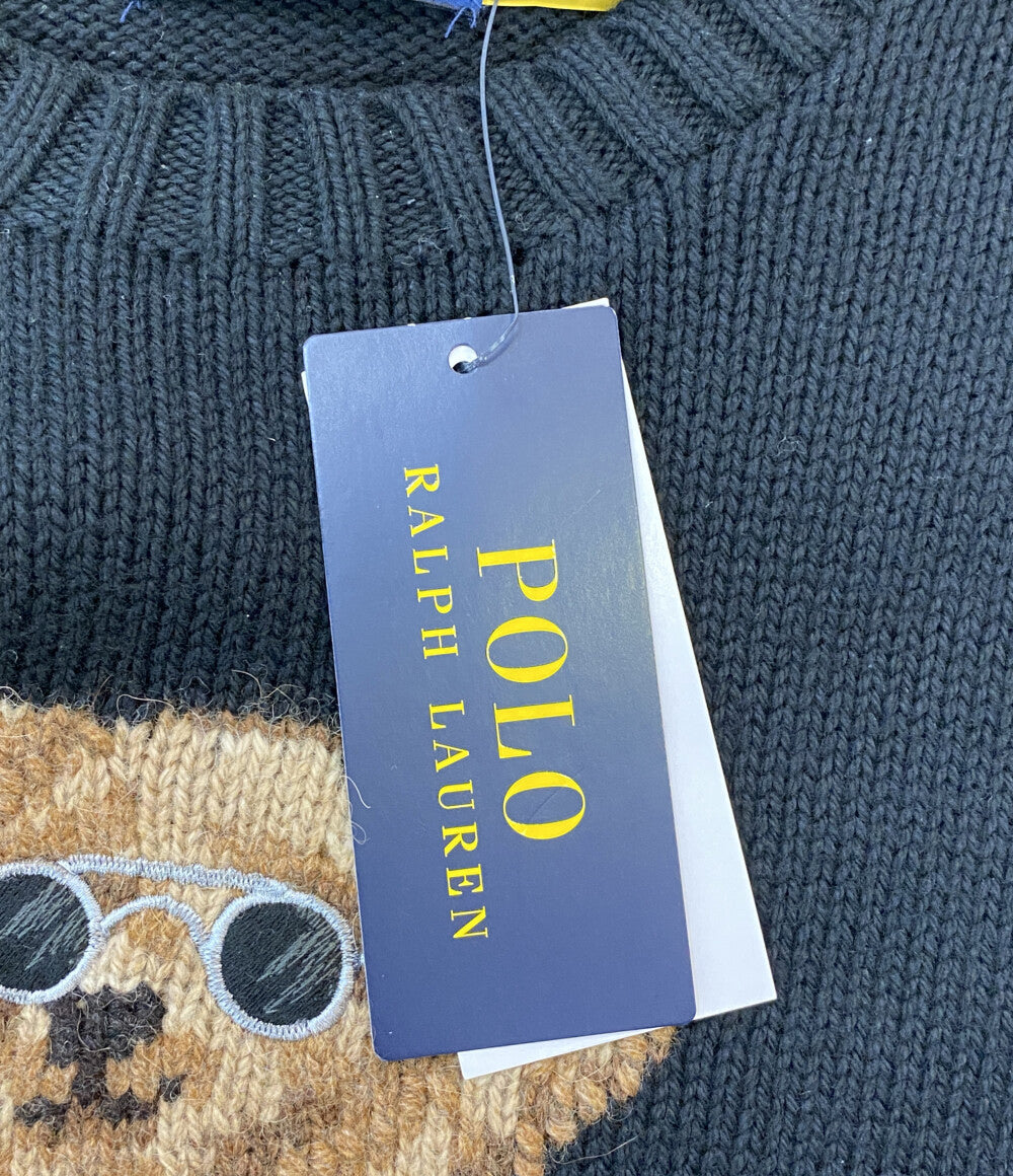 美品 POLO RALPH LAUREN ニット POLO BEAR SWEATER ポロベア ブラック メンズ SIZE L ポロ・ラルフローレン