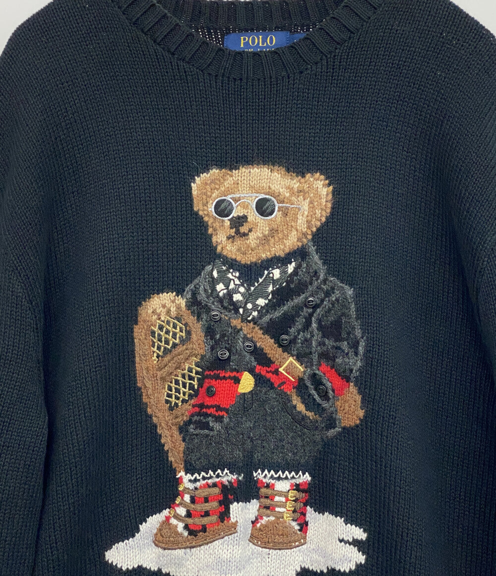 美品 POLO RALPH LAUREN ニット POLO BEAR SWEATER ポロベア ブラック メンズ SIZE L ポロ・ラルフローレン