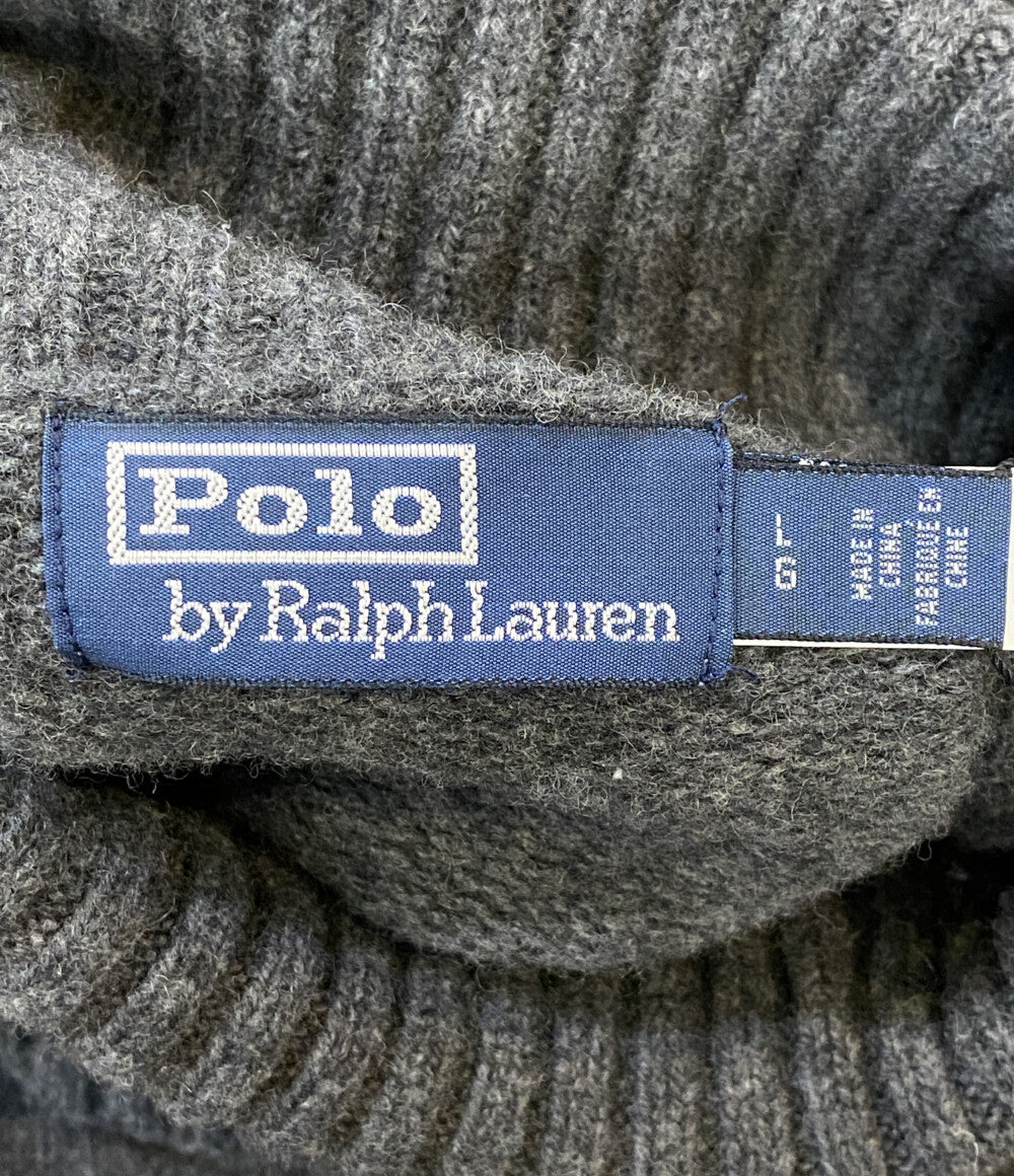 美品 POLO RALPH LAUREN ニット POLO BEAR TURTLENECK カシミア混 GRY 時計 メンズ SIZE L ポロ・ラルフローレン