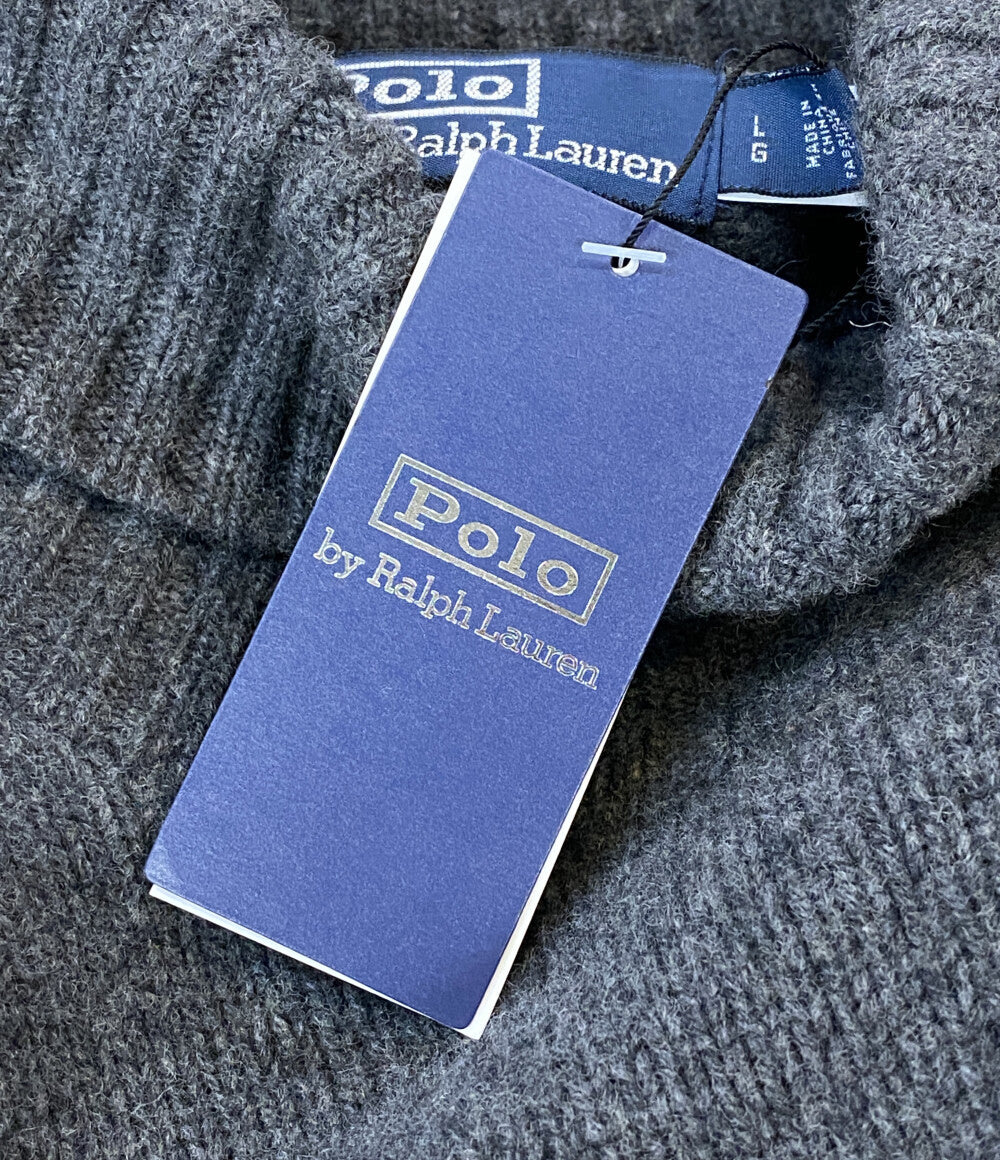 美品 POLO RALPH LAUREN ニット POLO BEAR TURTLENECK カシミア混 GRY 時計 メンズ SIZE L ポロ・ラルフローレン