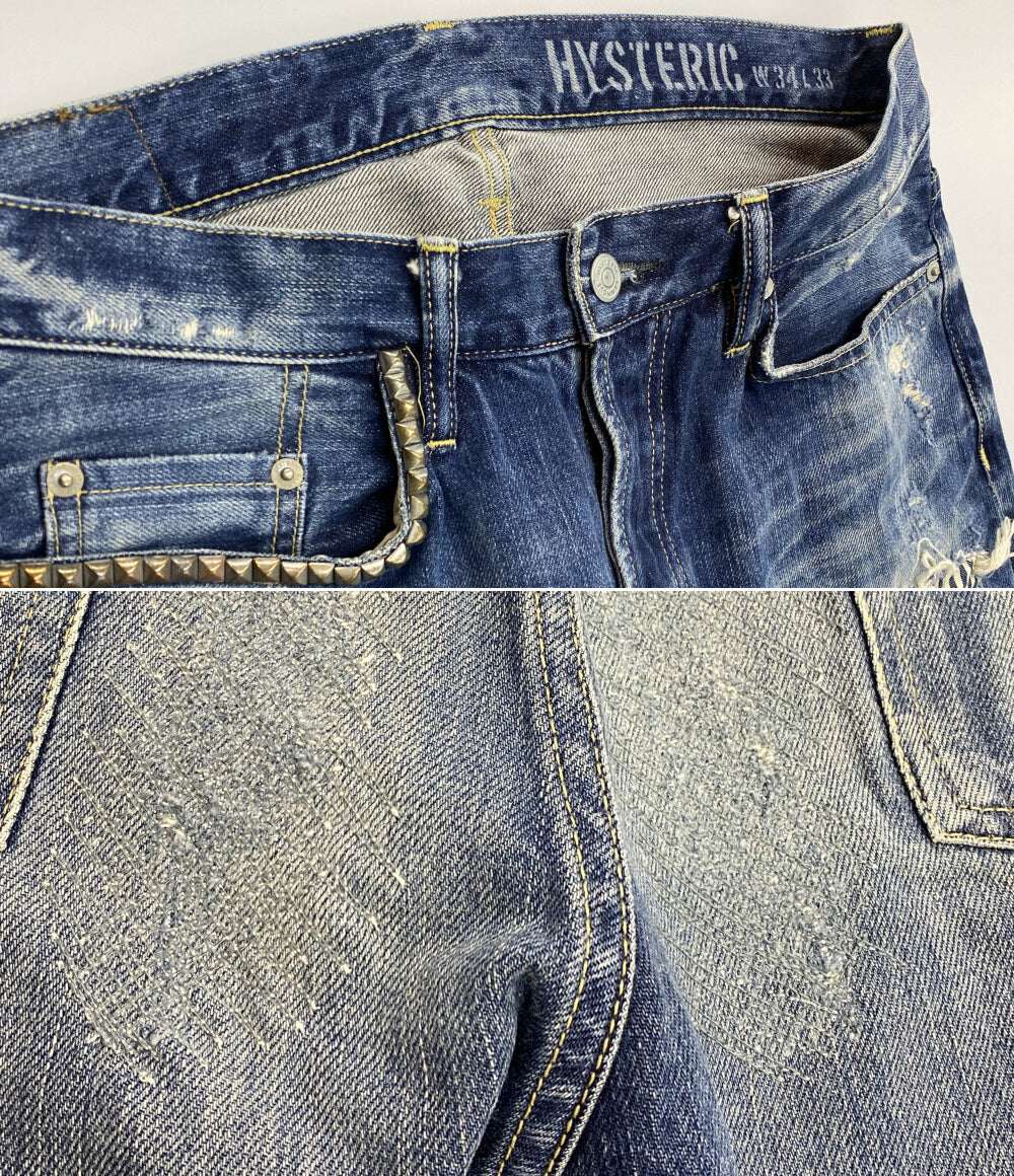 HYSTERIC GLAMOUR デニムスリムストレートパンツ 0241AP10 RSM加工 メンズ SIZE 34 ヒステリックグラマー