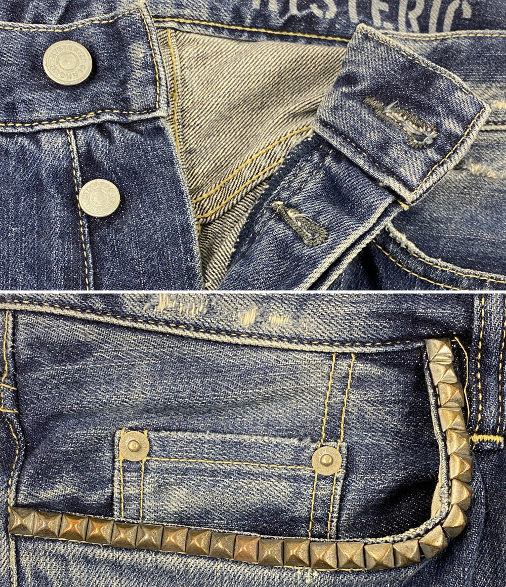 HYSTERIC GLAMOUR デニムスリムストレートパンツ 0241AP10 RSM加工 メンズ SIZE 34 ヒステリックグラマー