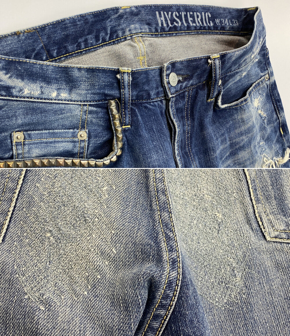 HYSTERIC GLAMOUR デニムスリムストレートパンツ 0241AP10 RSM加工