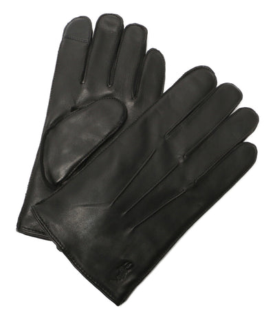 美品 POLO RALPH LAUREN 手袋 ブラック ブラック カシミヤ シープスキン メンズ SIZE S ポロ・ラルフローレン