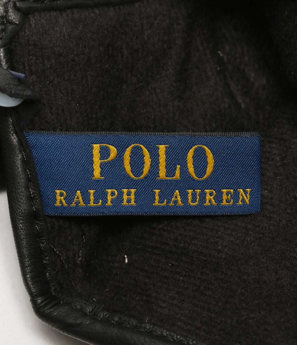 美品 POLO RALPH LAUREN 手袋 ブラック ブラック カシミヤ シープスキン メンズ SIZE S ポロ・ラルフローレン