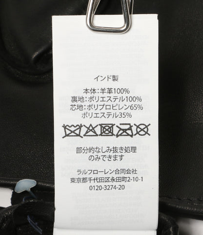 美品 POLO RALPH LAUREN 手袋 ブラック ブラック カシミヤ シープスキン メンズ SIZE S ポロ・ラルフローレン