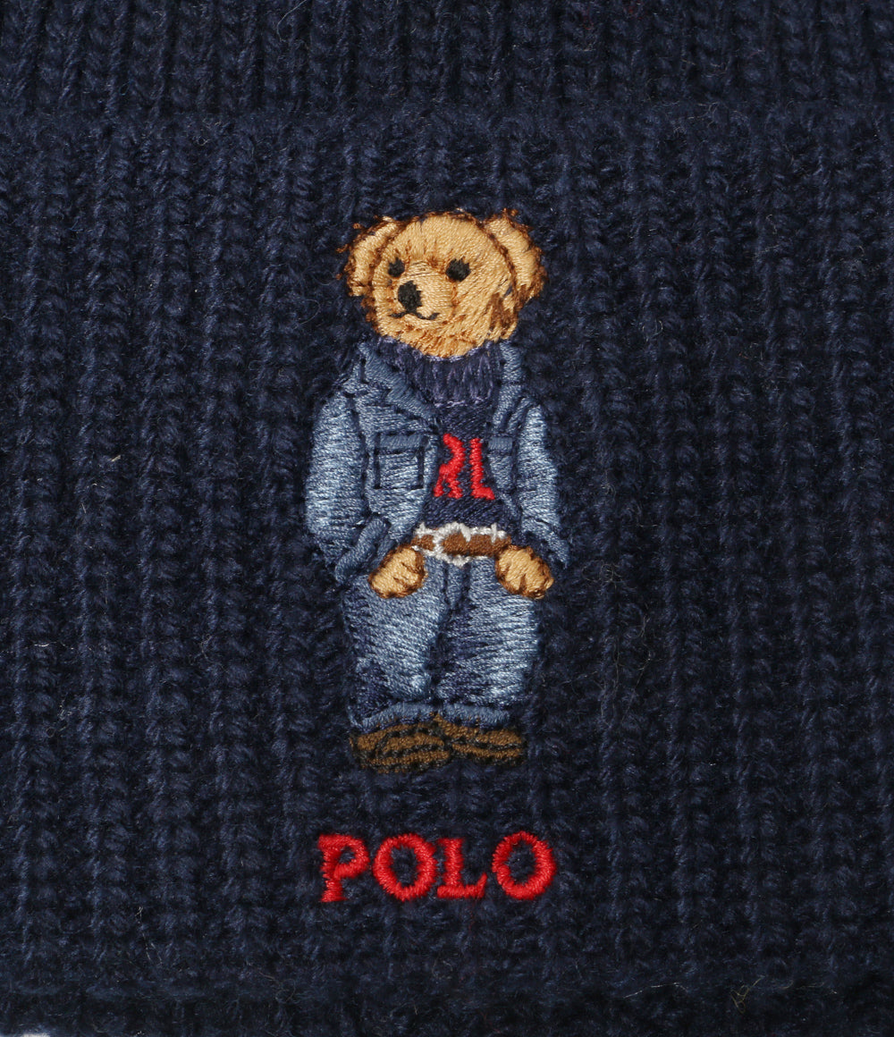 美品 POLO RALPH LAUREN ポロベア リブニット ビーニー レディース SIZE ONE ポロ・ラルフローレン