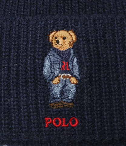 美品 POLO RALPH LAUREN ポロベア リブニット ビーニー レディース SIZE ONE ポロ・ラルフローレン