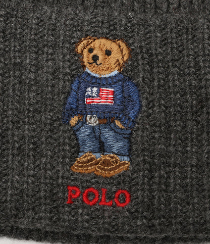 美品 POLO RALPH LAUREN ニット帽 ポロベア リブニット ビーニー レディース SIZE ONE ポロ・ラルフローレン