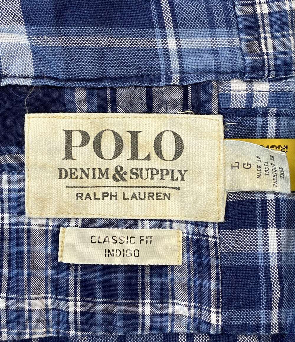 POLO RALPH LAUREN DENIM&SUPPLY DENIM&SUPPLY 長袖シャツ CLASSIC FIT OMBRE PATCHWORK INDIGO メンズ SIZE L ポロ・ラルフローレン