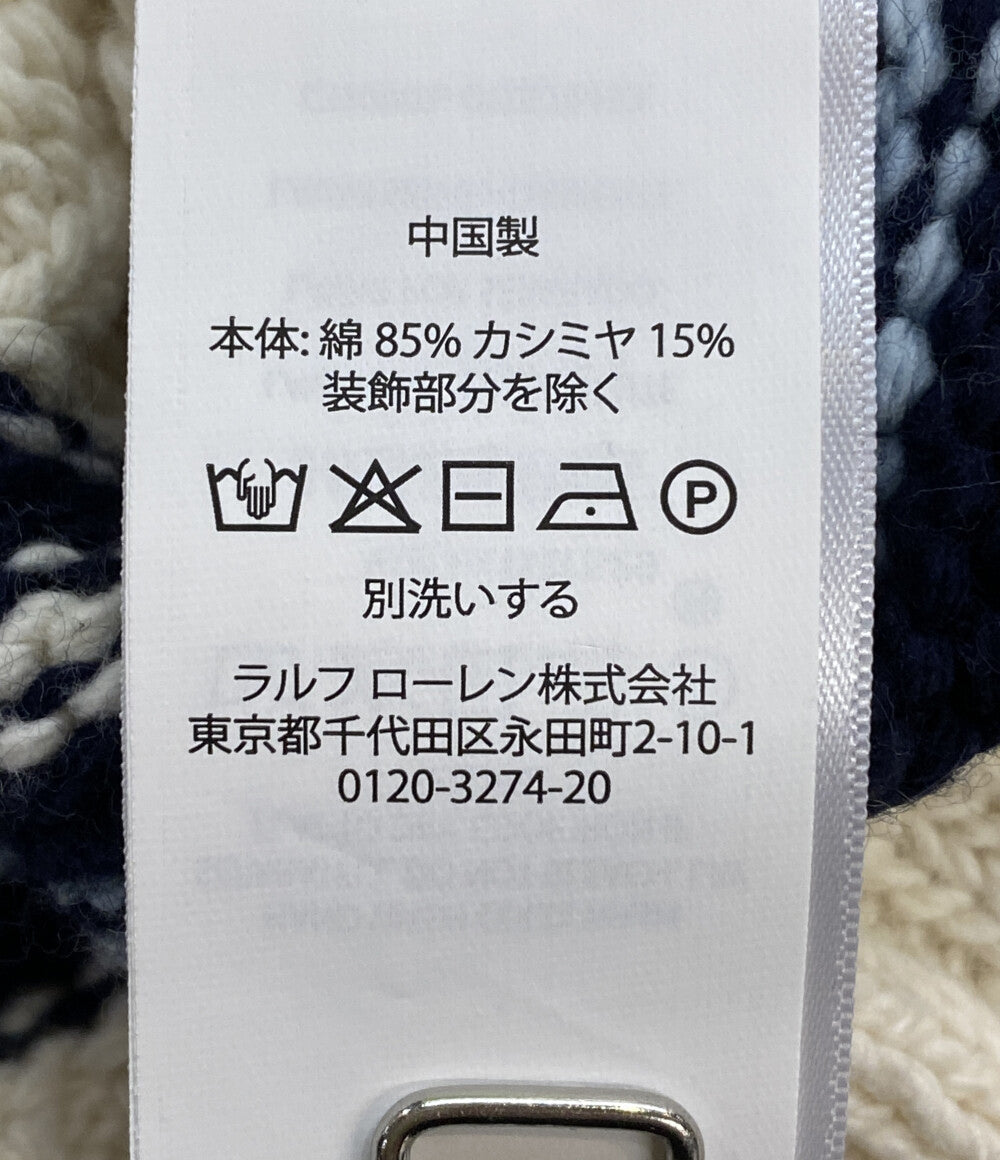 美品 POLO RALPH LAUREN ニット LOGO CRICKET SWEATER NAT コットンカシミア メンズ SIZE L ポロ・ラルフローレン
