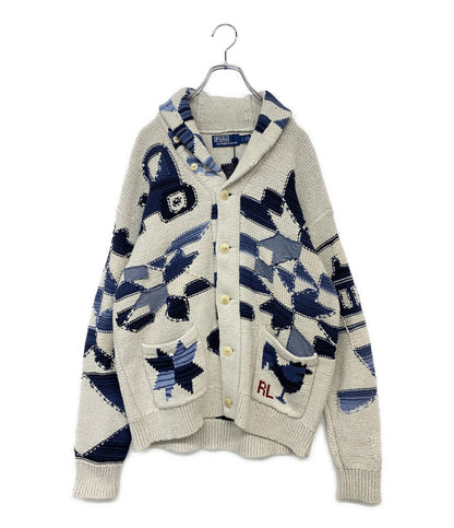 美品 POLO RALPH LAUREN カーディガン COTTON BLEND GRAPHIC CARDIGAN NAT メンズ SIZE L ポロ・ラルフローレン