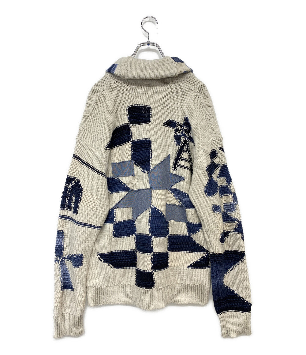 美品 POLO RALPH LAUREN カーディガン COTTON BLEND GRAPHIC CARDIGAN NAT メンズ SIZE L ポロ・ラルフローレン